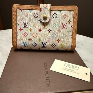 Louis Vuitton Murakami White Multicolor Kisslock Wallet